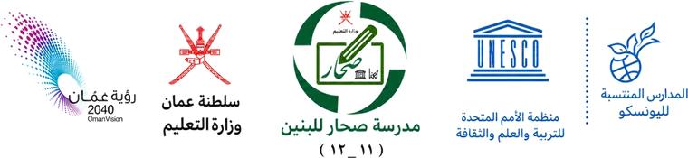 رؤية عُمان 2040 · سلطنة عمان وزارة التعليم · مدرسة صحار للبنين (11-12) · اليونسكو · المدارس المنتسبة لليونسكو